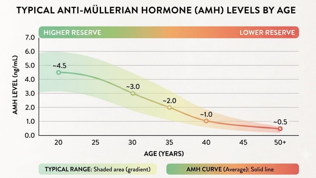 What Your AMH Result Means - and What It Doesn't 2 typical AMH Levels by age